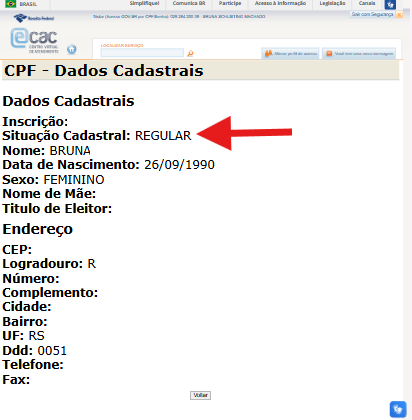 dados cadastrais cpf regular