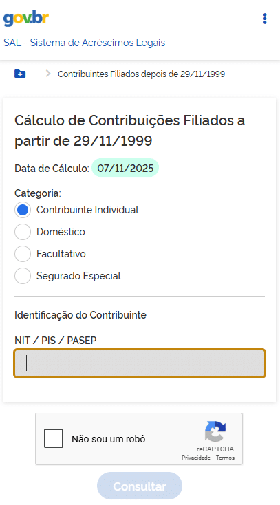 contribuinte individual sal