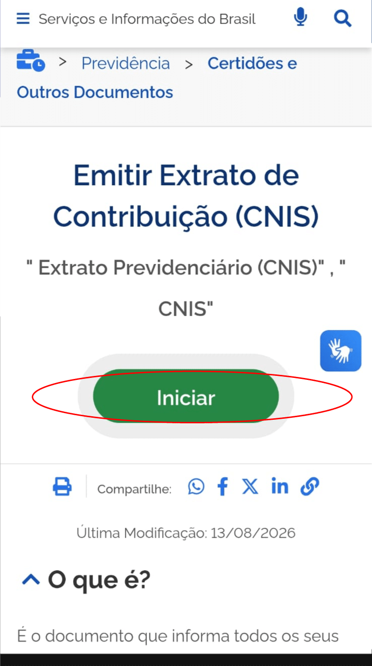 Consulta do Extrato de Contribuição (CNIS) no Meu INSS